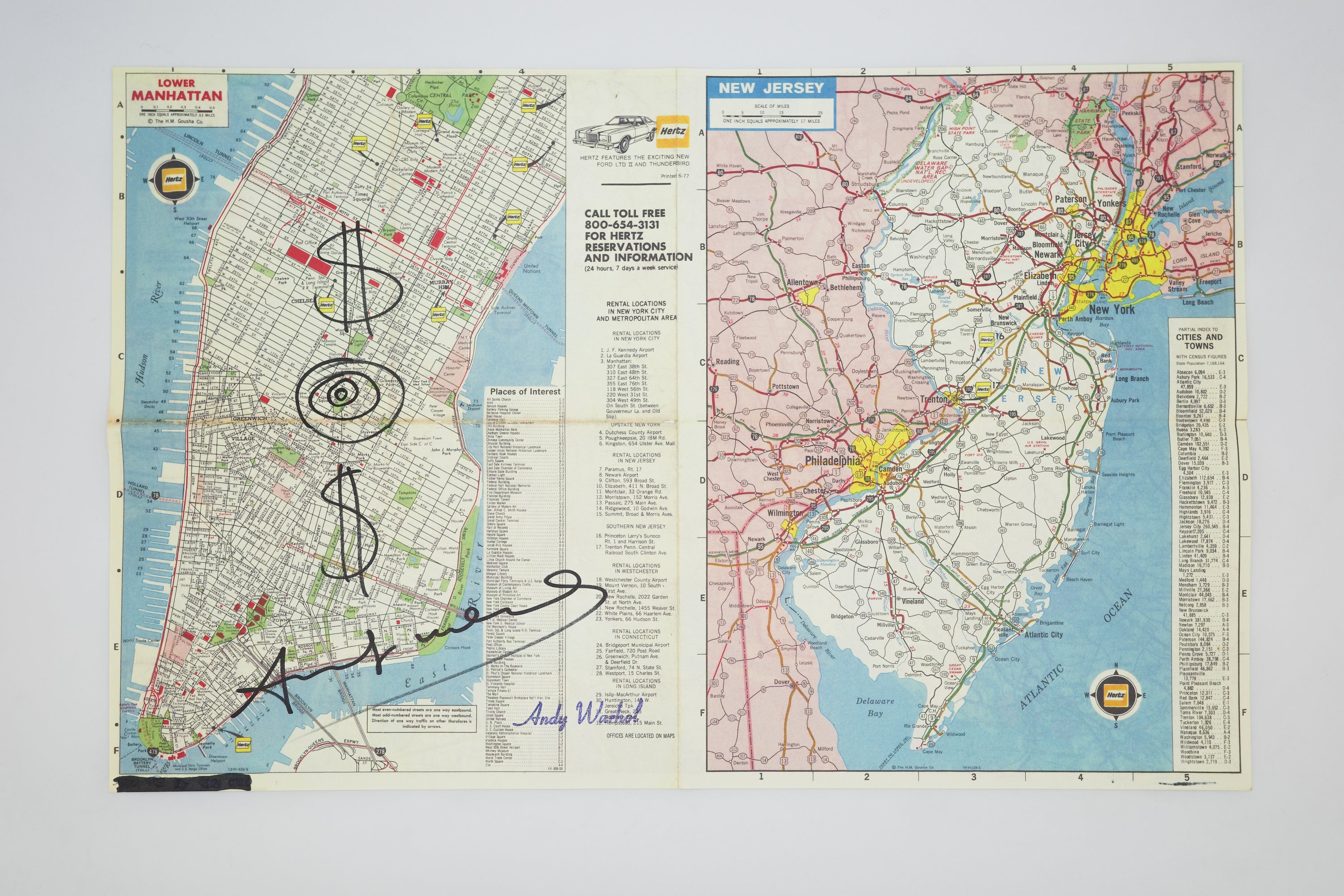 Andy Warhol Signed Map of New York