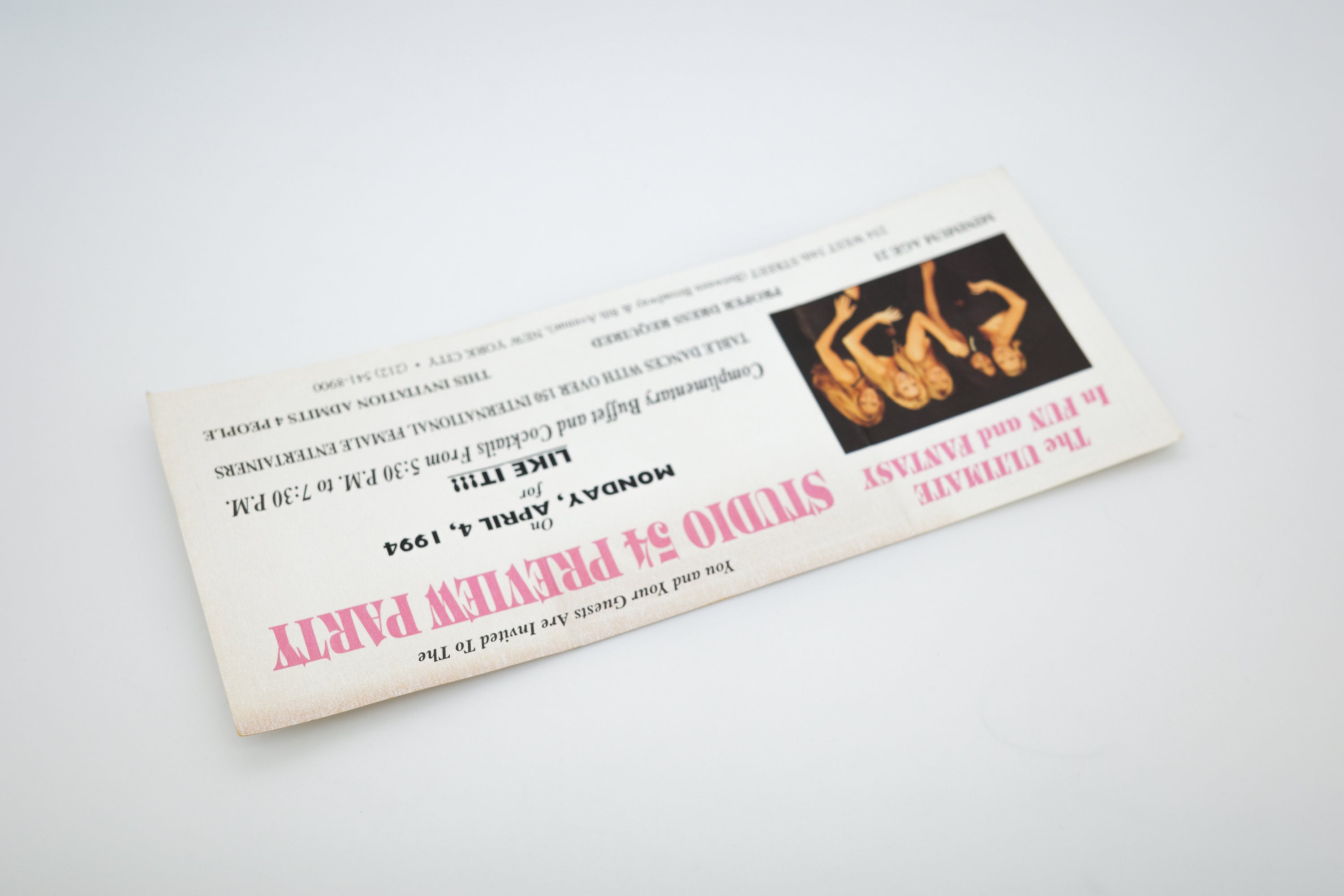 Studio 54 Preview Party Invitation — New York City, 1994